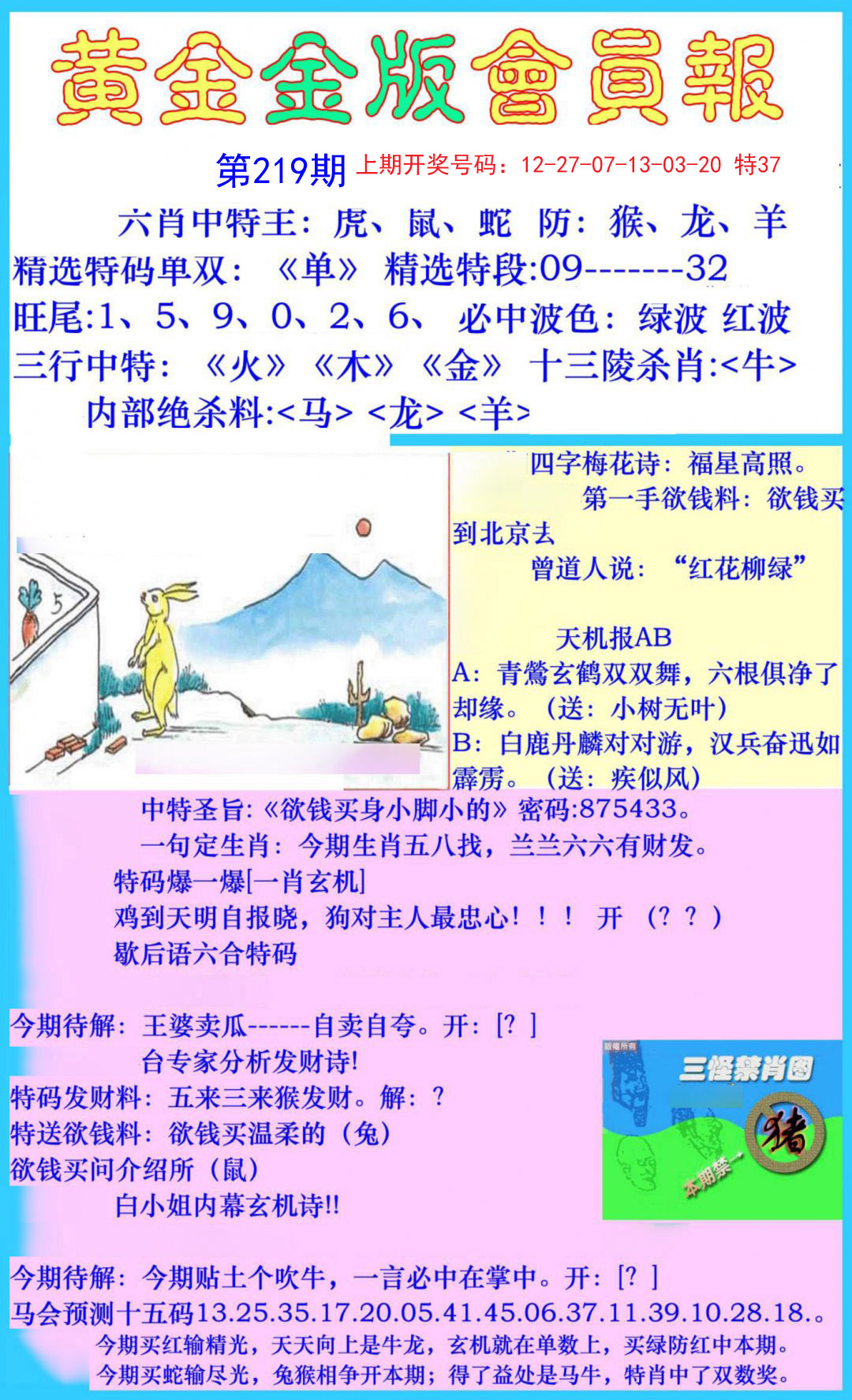 2024219期黄金金版会员报