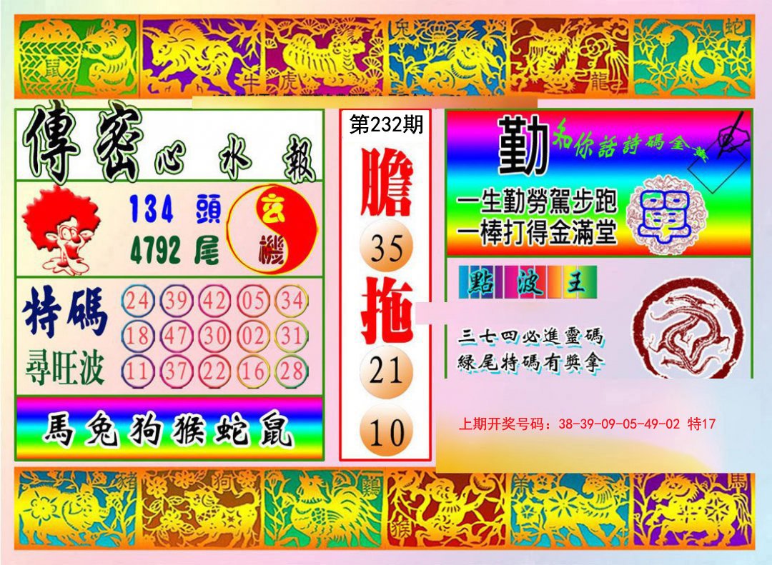 2024232期传密心水报