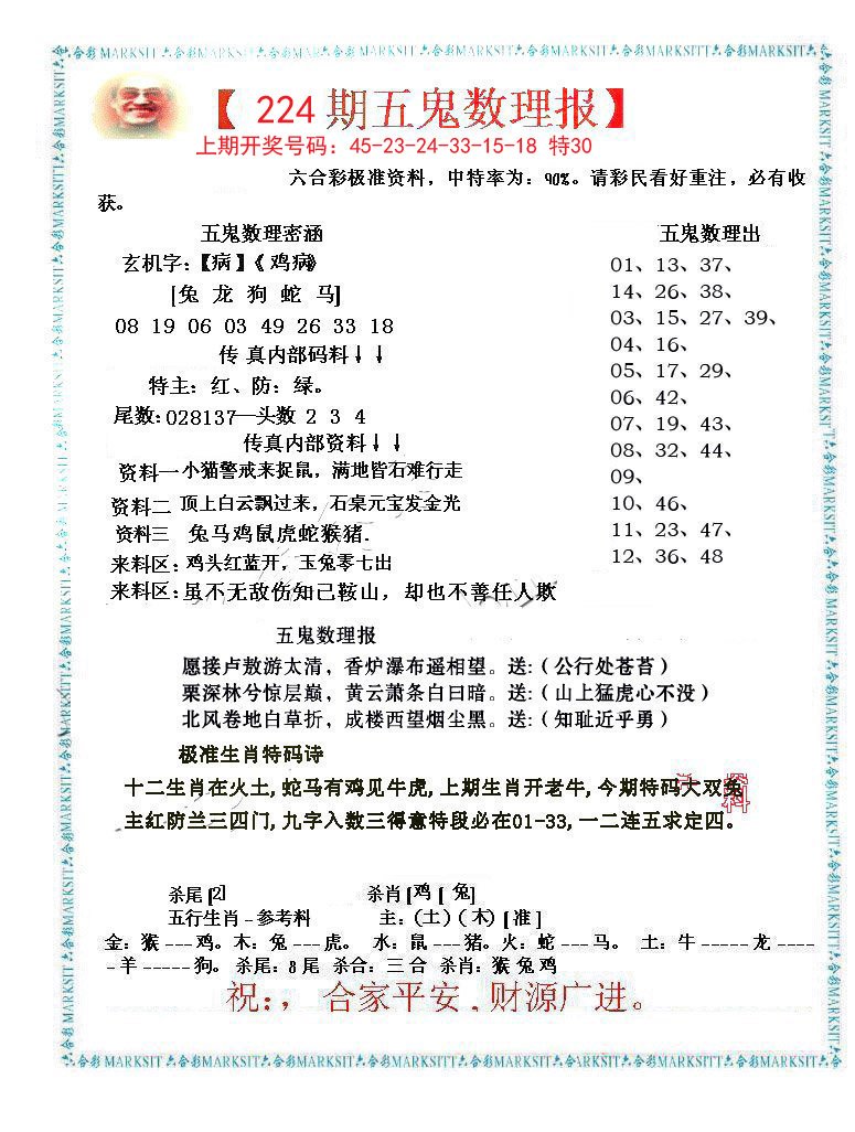 2024224期五鬼数理报