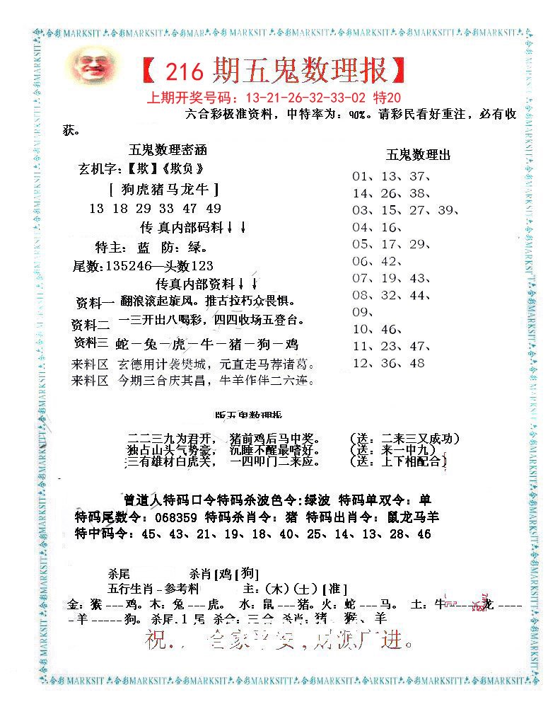 2024216期五鬼数理报