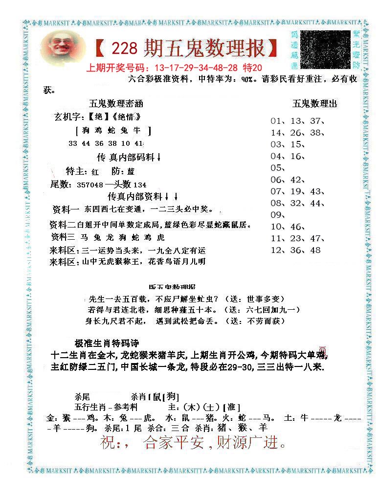 2024228期五鬼数理报