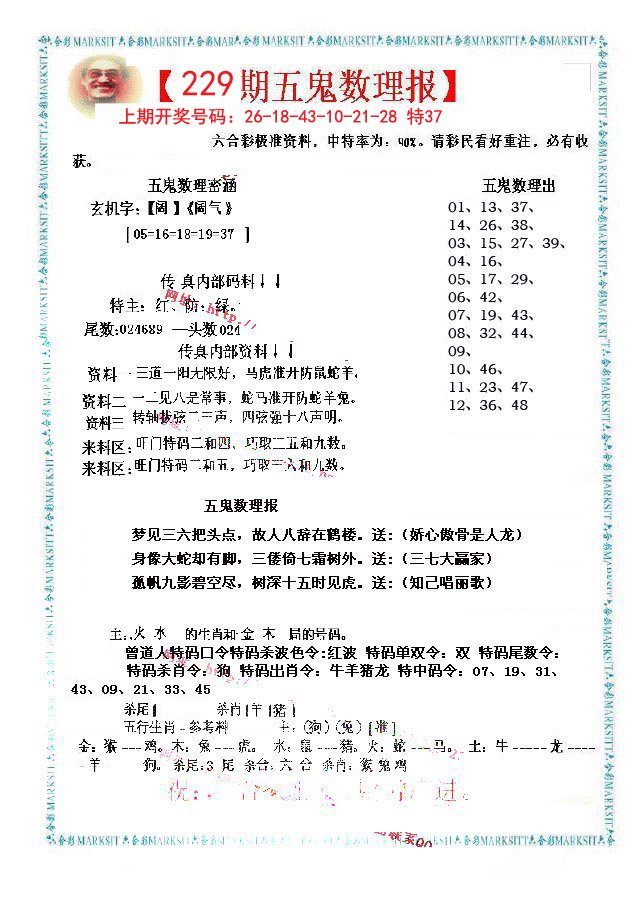 2024229期五鬼数理报