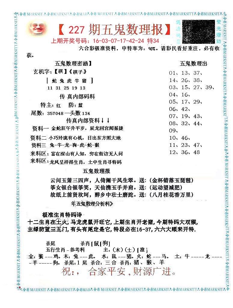 2024227期五鬼数理报