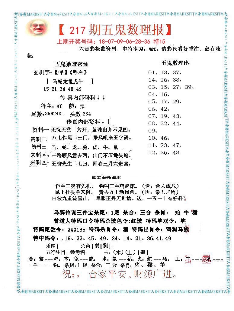 2024217期五鬼数理报