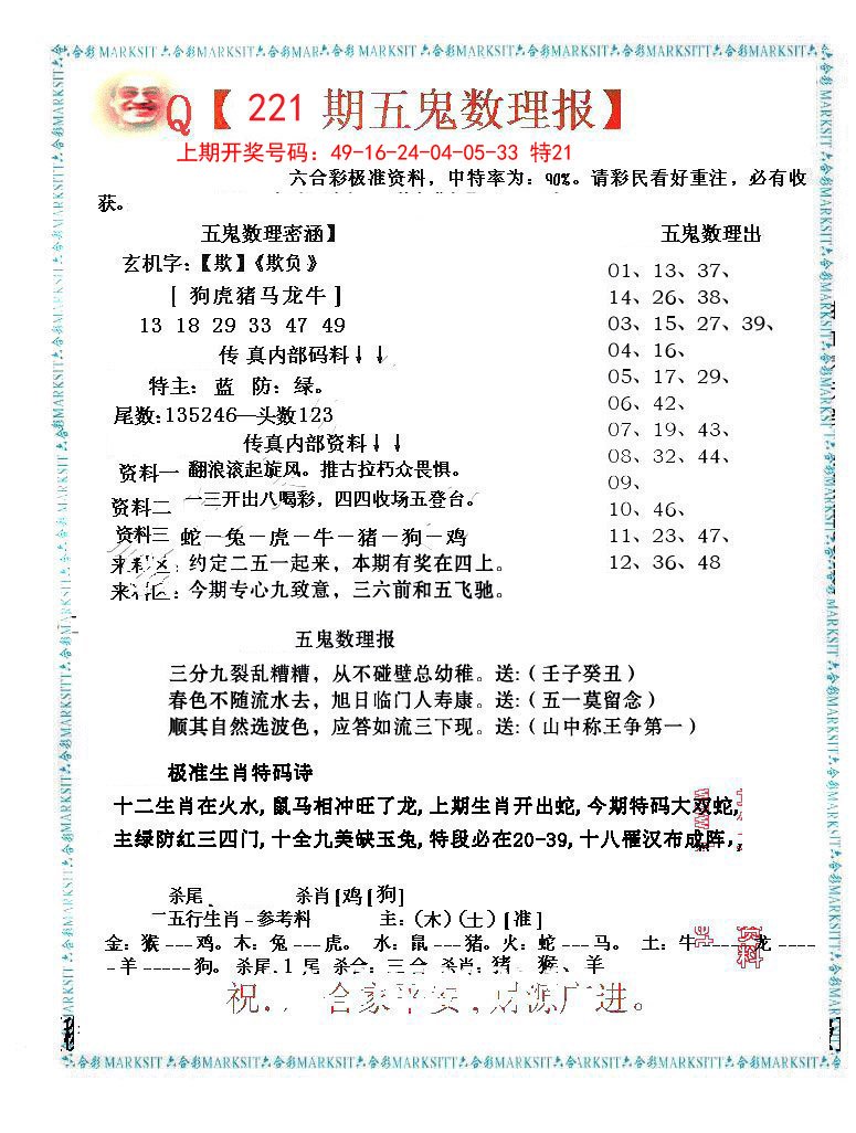 2024221期五鬼数理报