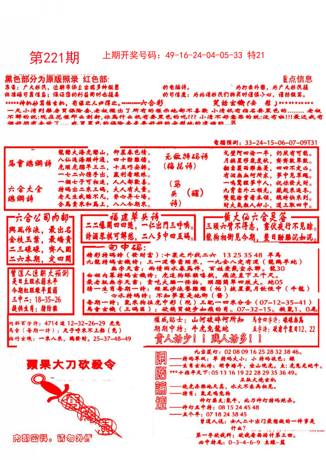 2024221期大刀彩霸王B