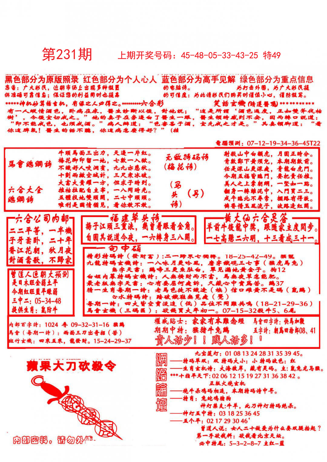 2024231期大刀彩霸王B