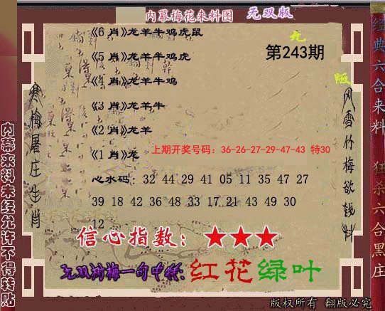 2024243期独家梅花来料