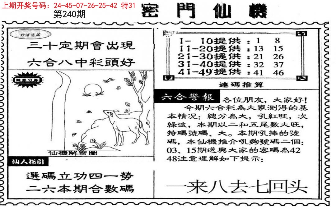 2024240期新密门仙机