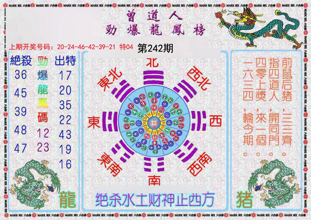 2024242期曾道人劲爆龙凤榜