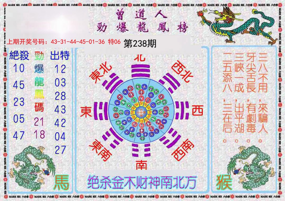 2024238期曾道人劲爆龙凤榜