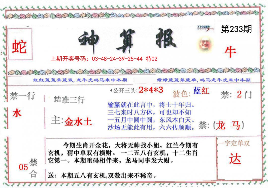 2024233期神算报