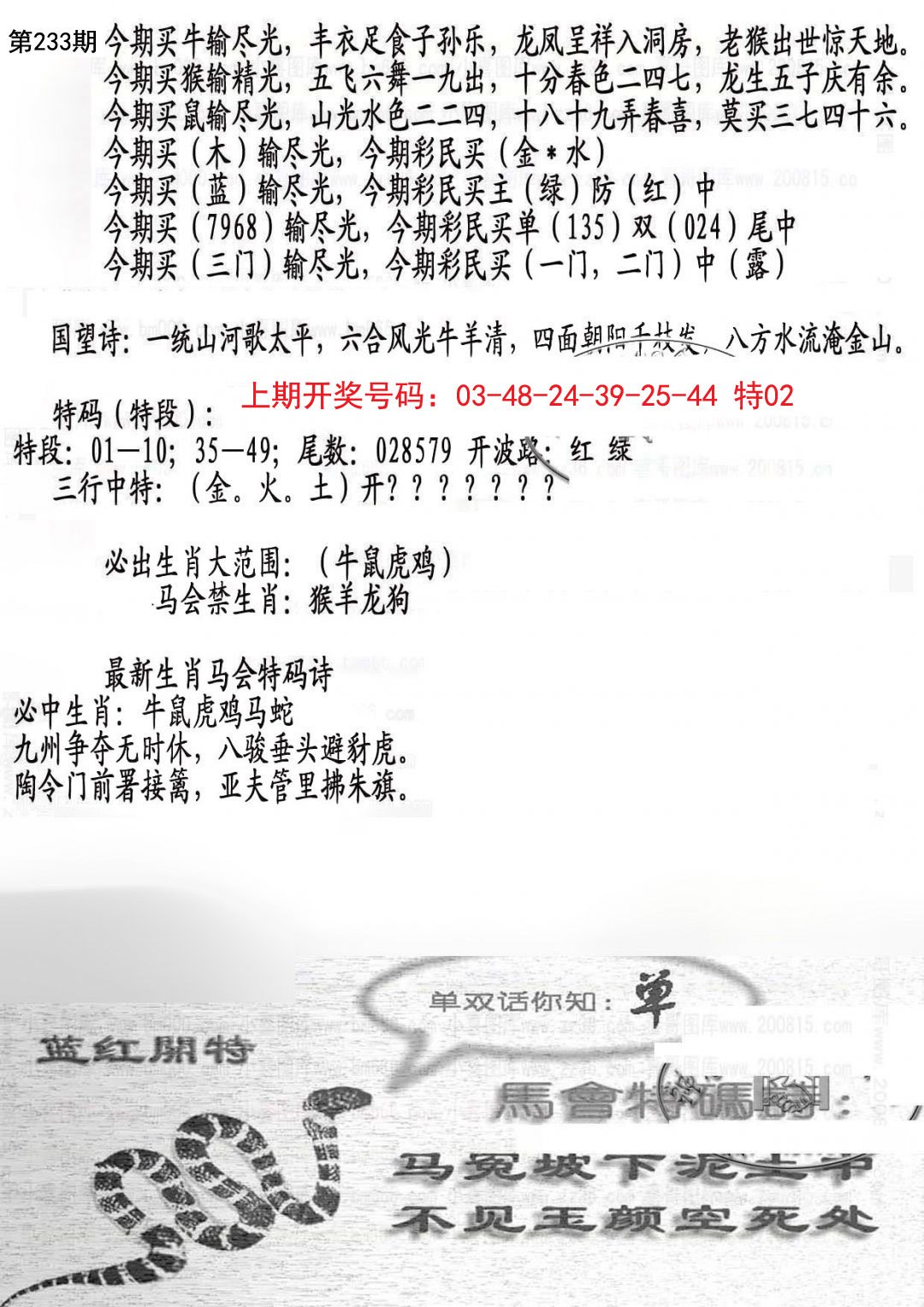 2024233期蛇报B