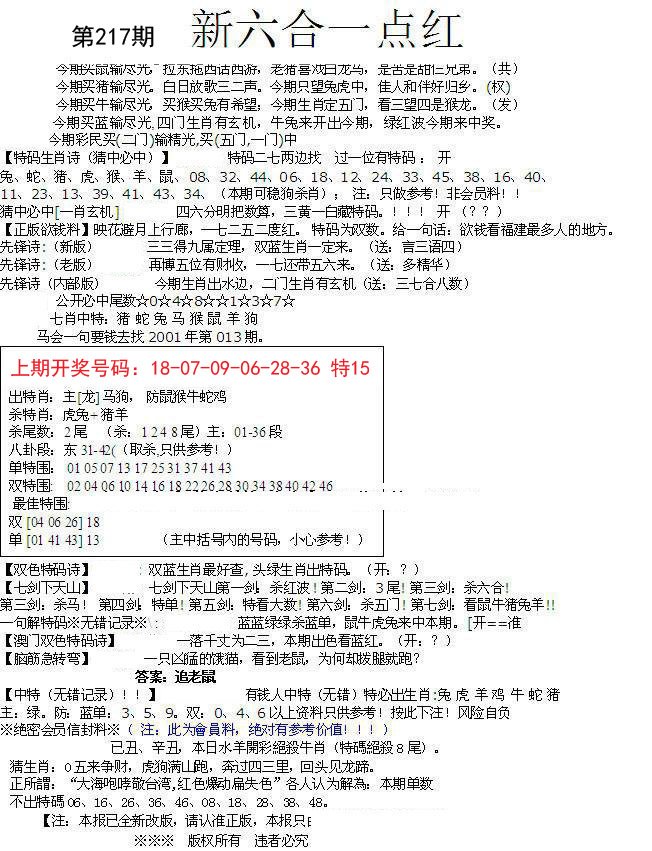 2024217期六合一点红A