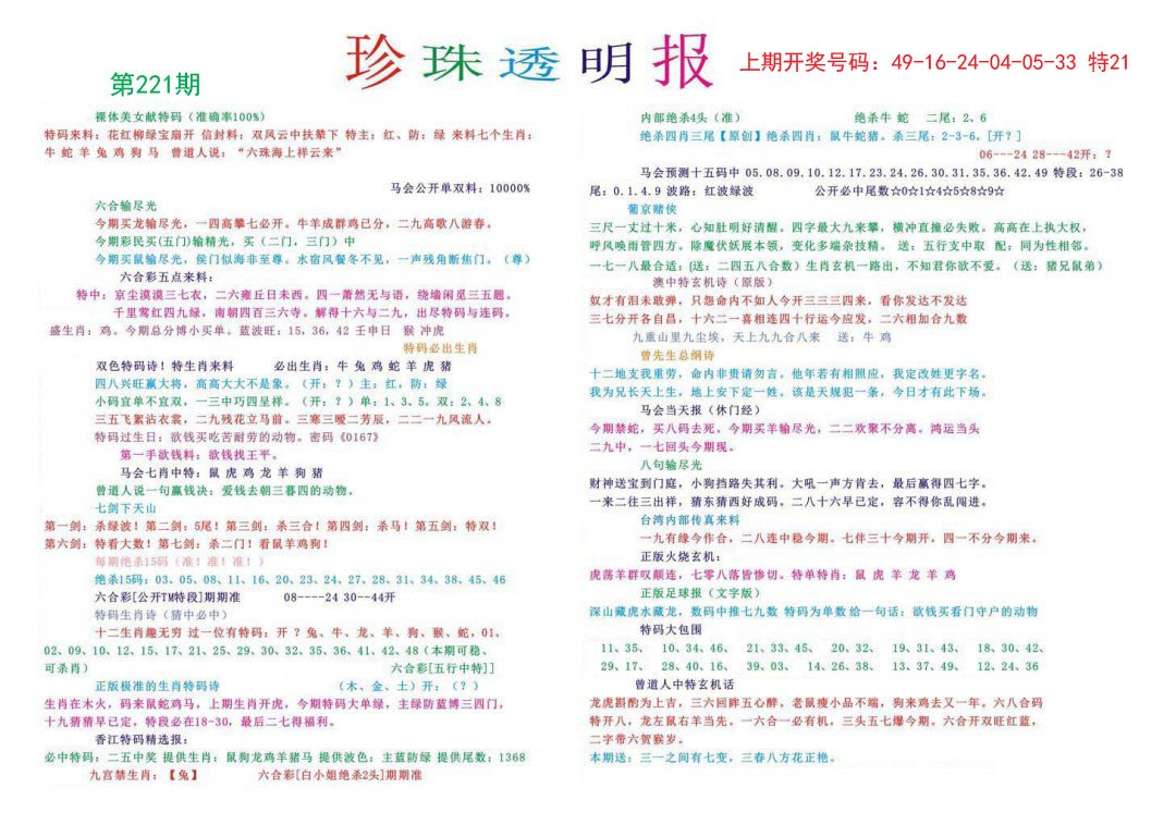 2024221期珍珠透明报