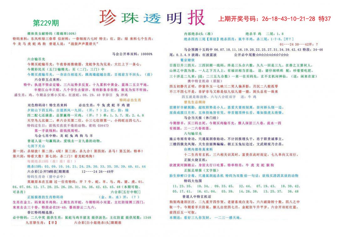 2024229期珍珠透明报