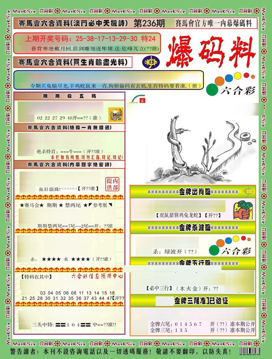 2024236期爆码料A)