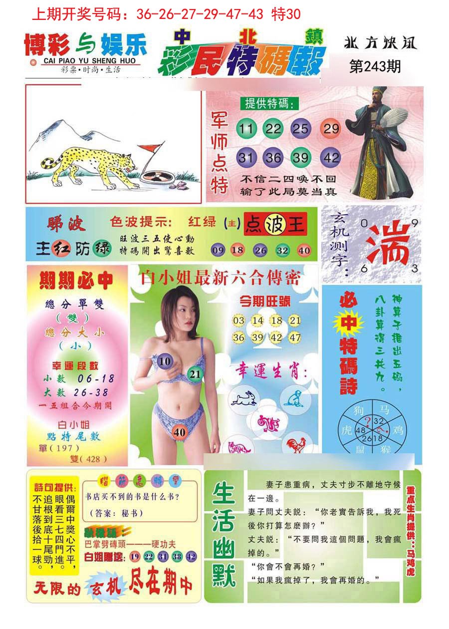2024243期中北彩民特码报