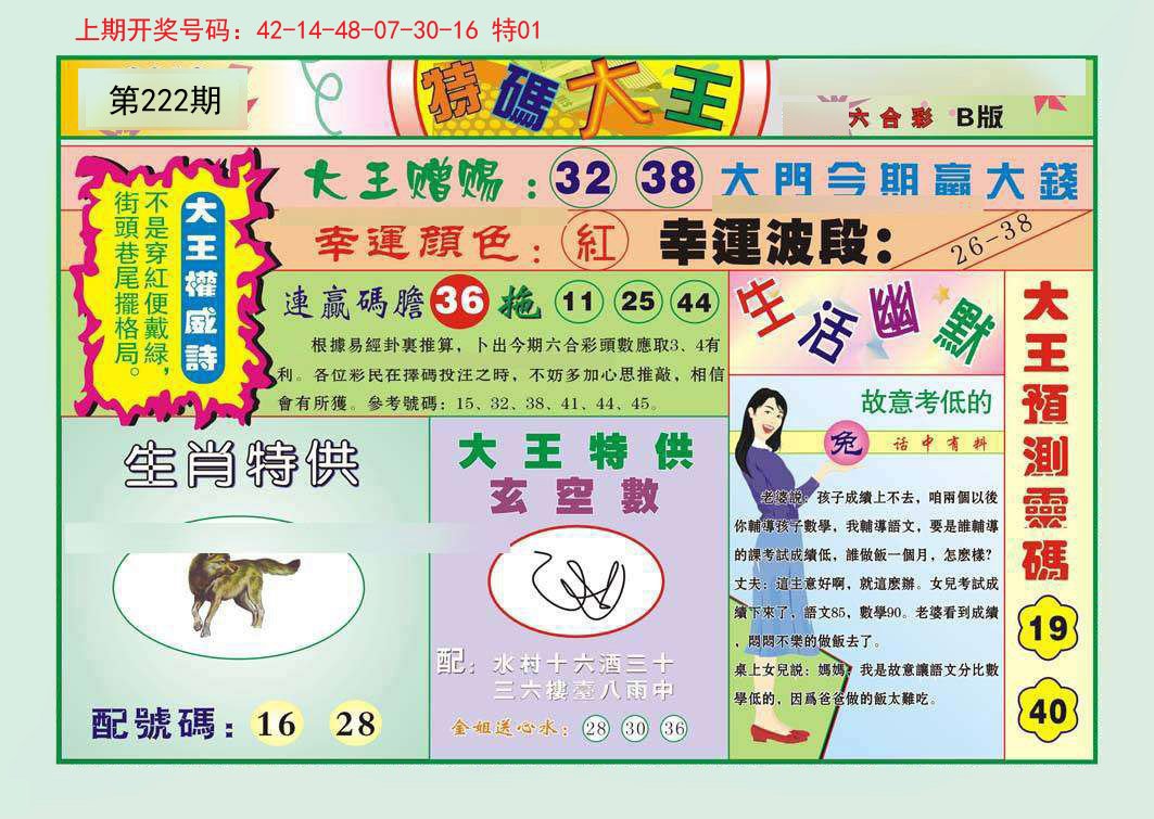 2024222期特码大王B