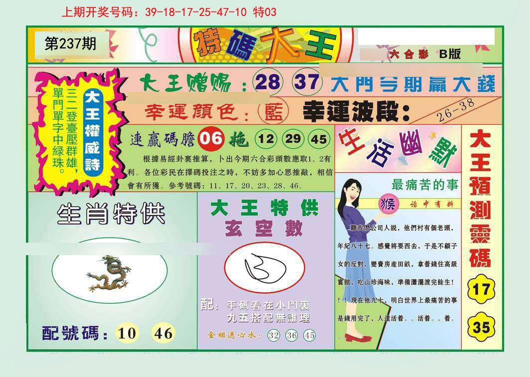 2024237期特码大王B