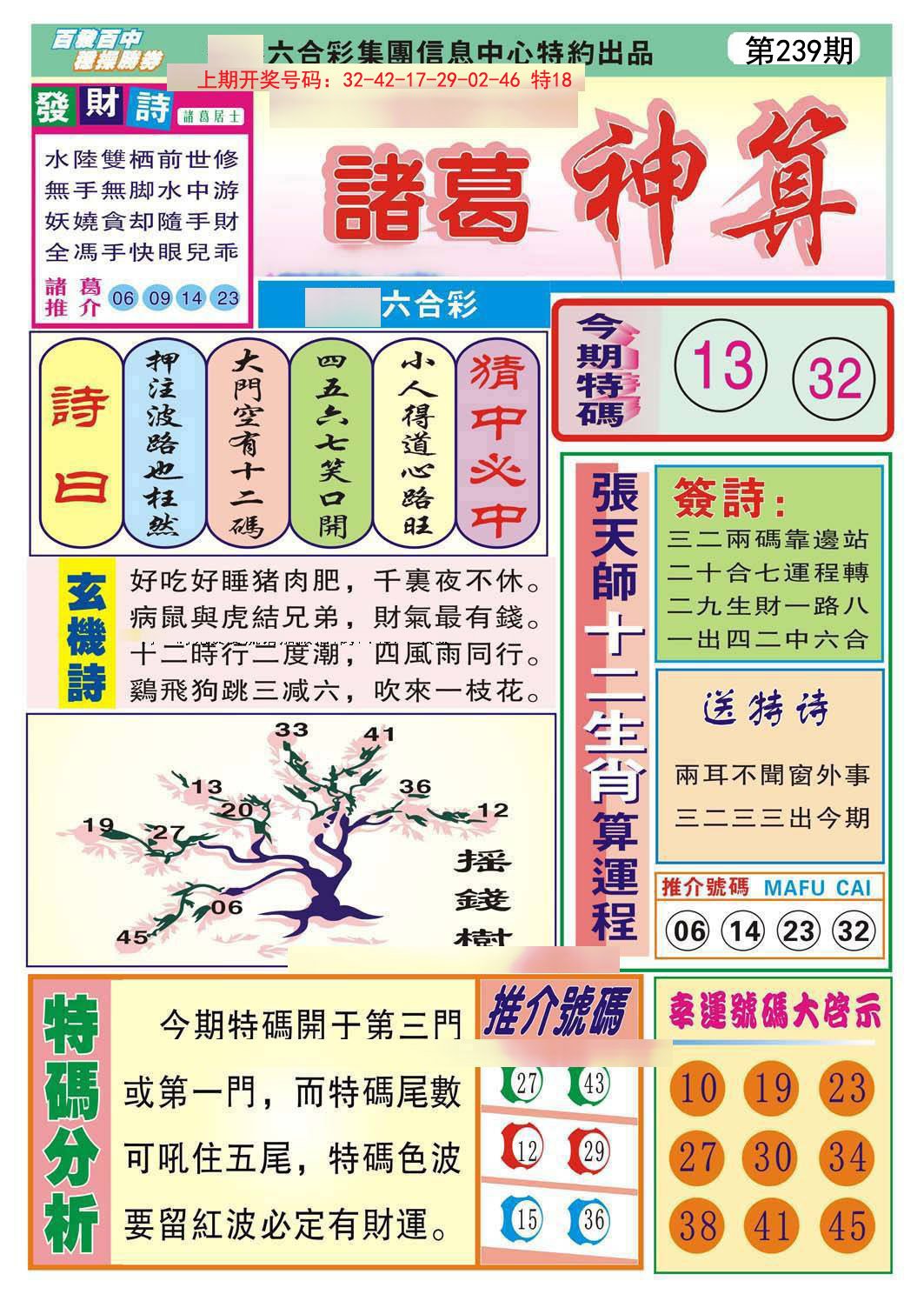 2024239期诸葛神算