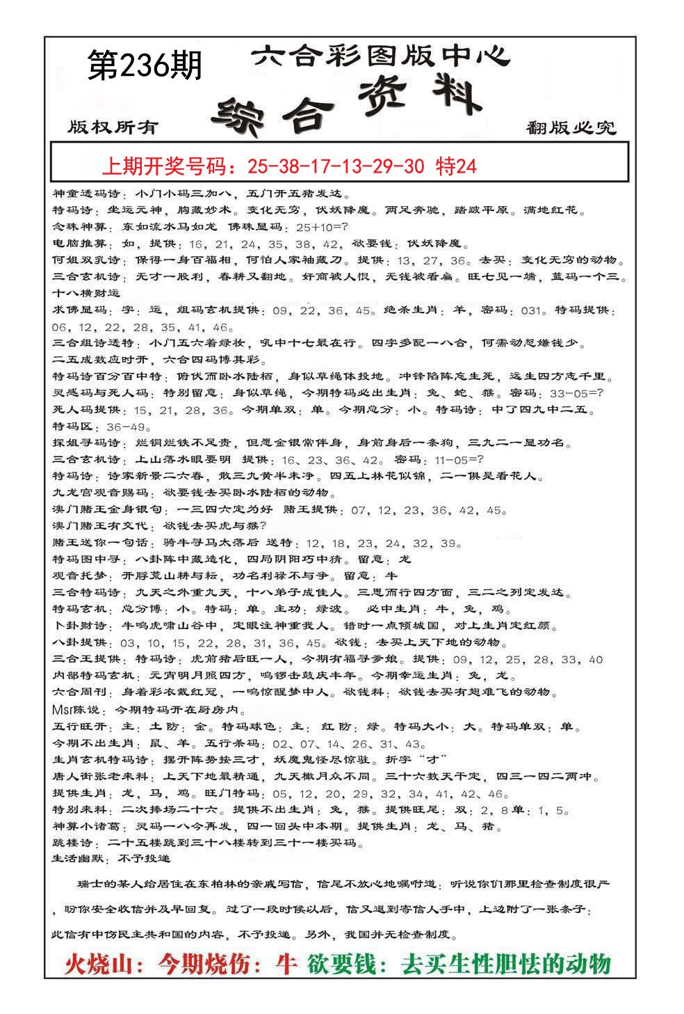 2024236期内部综合资料