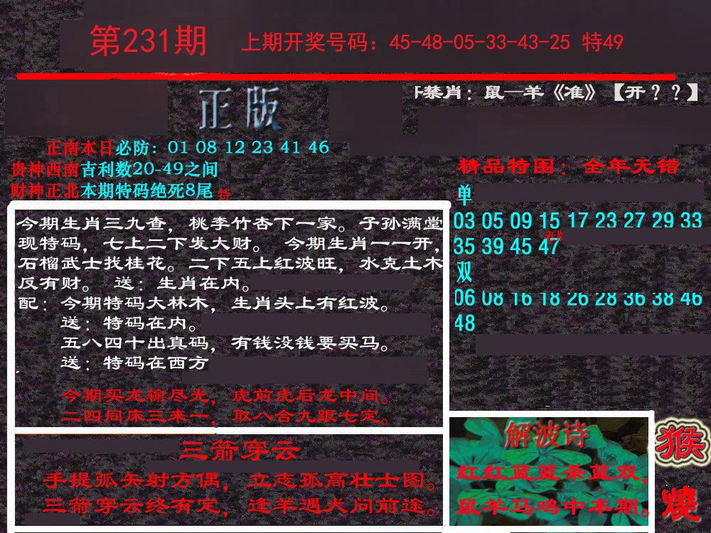 2024231期新港内幕