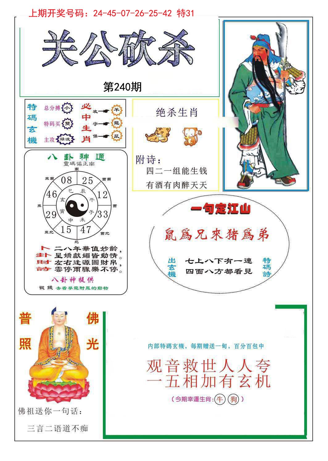2024240期关公砍杀