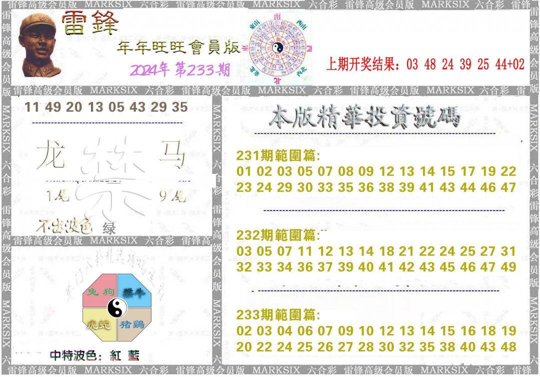 2024233期雷锋鼠年旺旺版