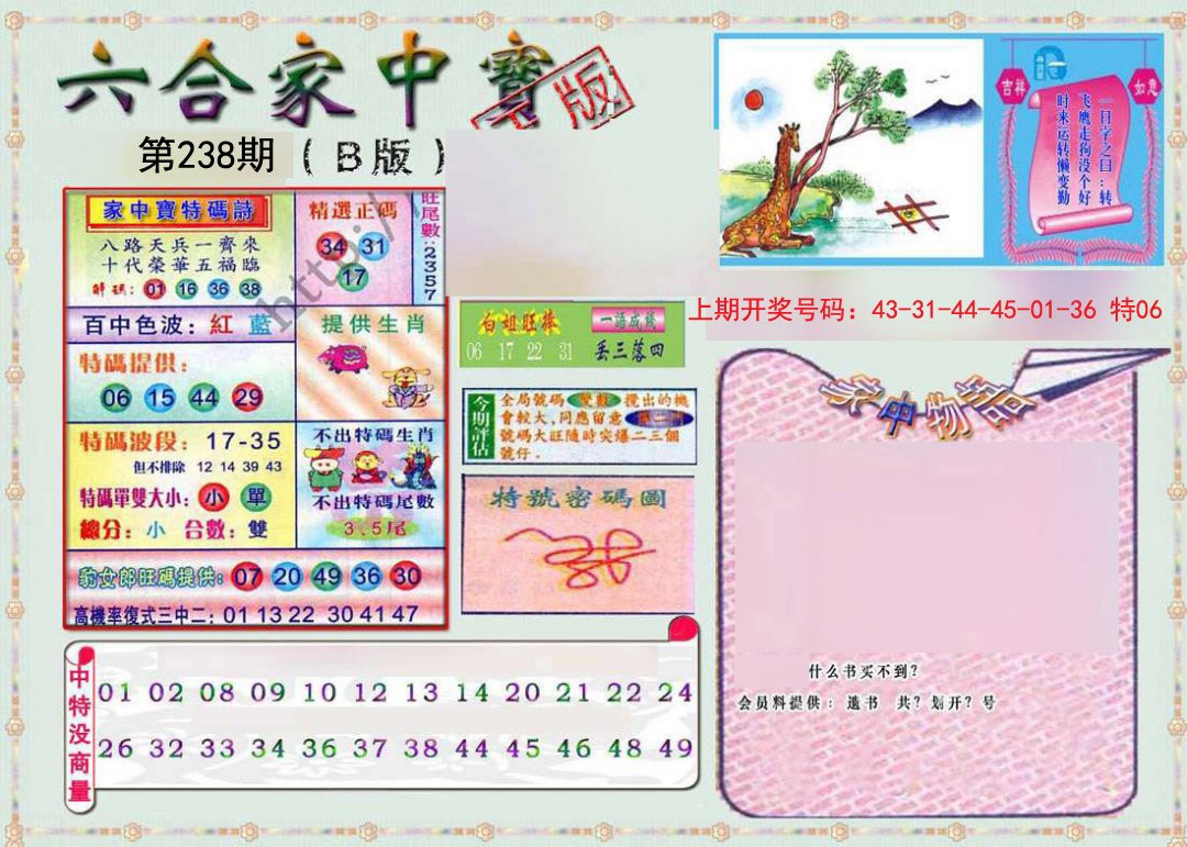 2024238期六合家中宝B
