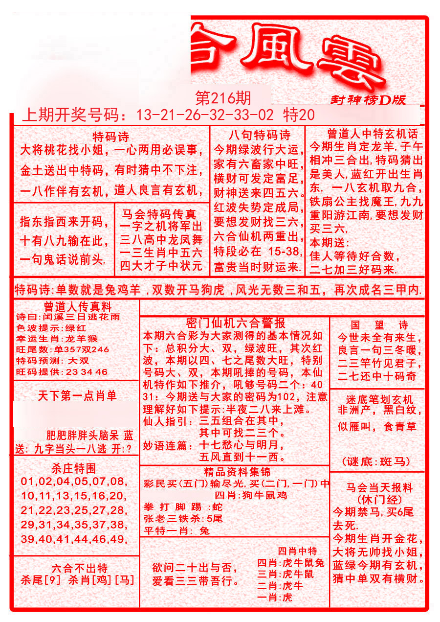 2024216期六合风云A