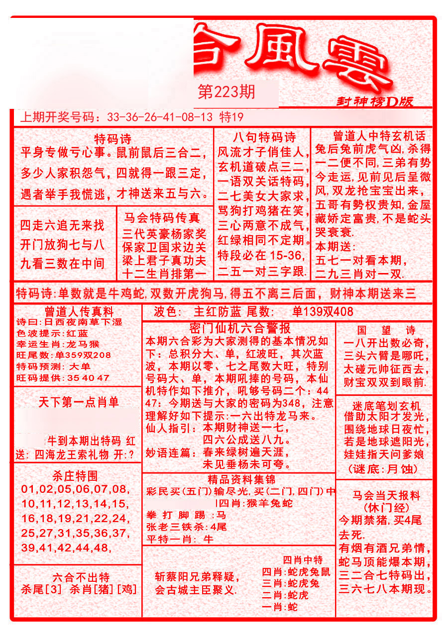 2024223期六合风云A