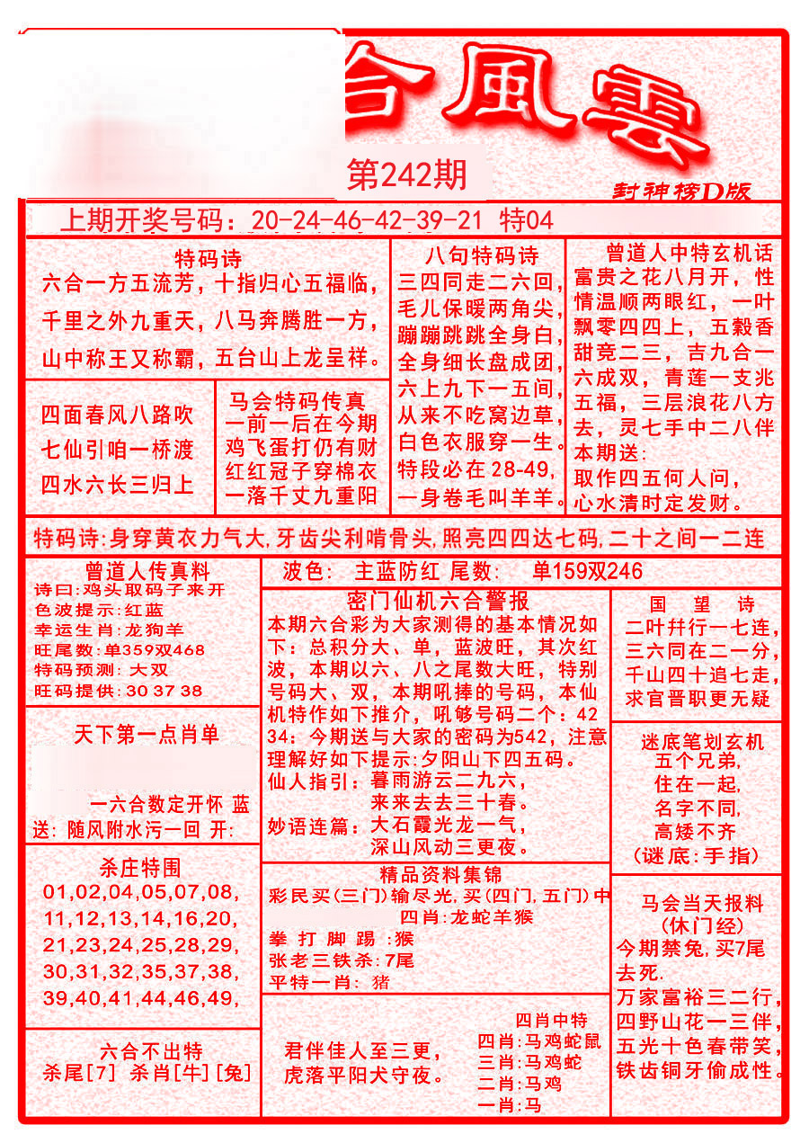 2024242期六合风云A