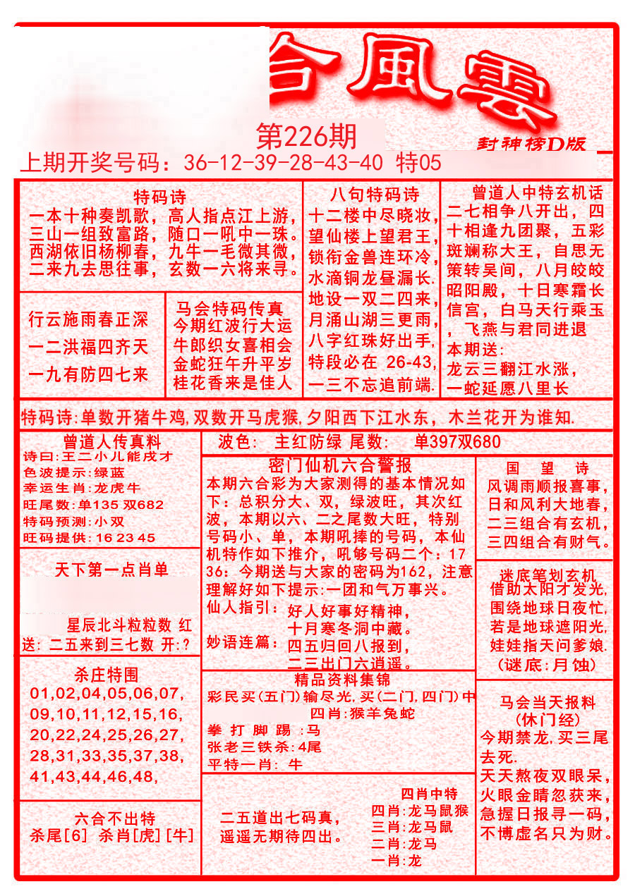 2024226期六合风云A