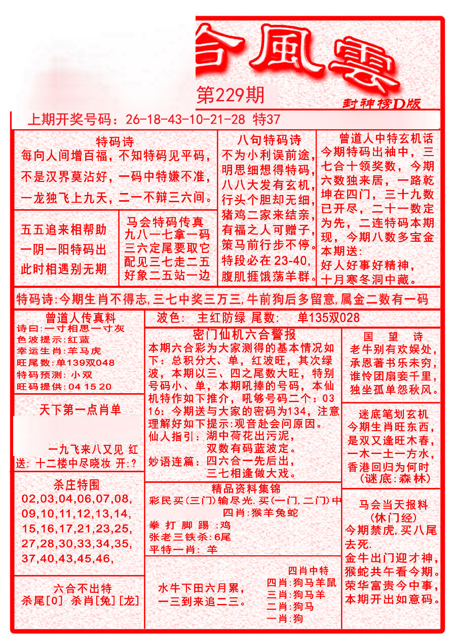 2024229期六合风云A