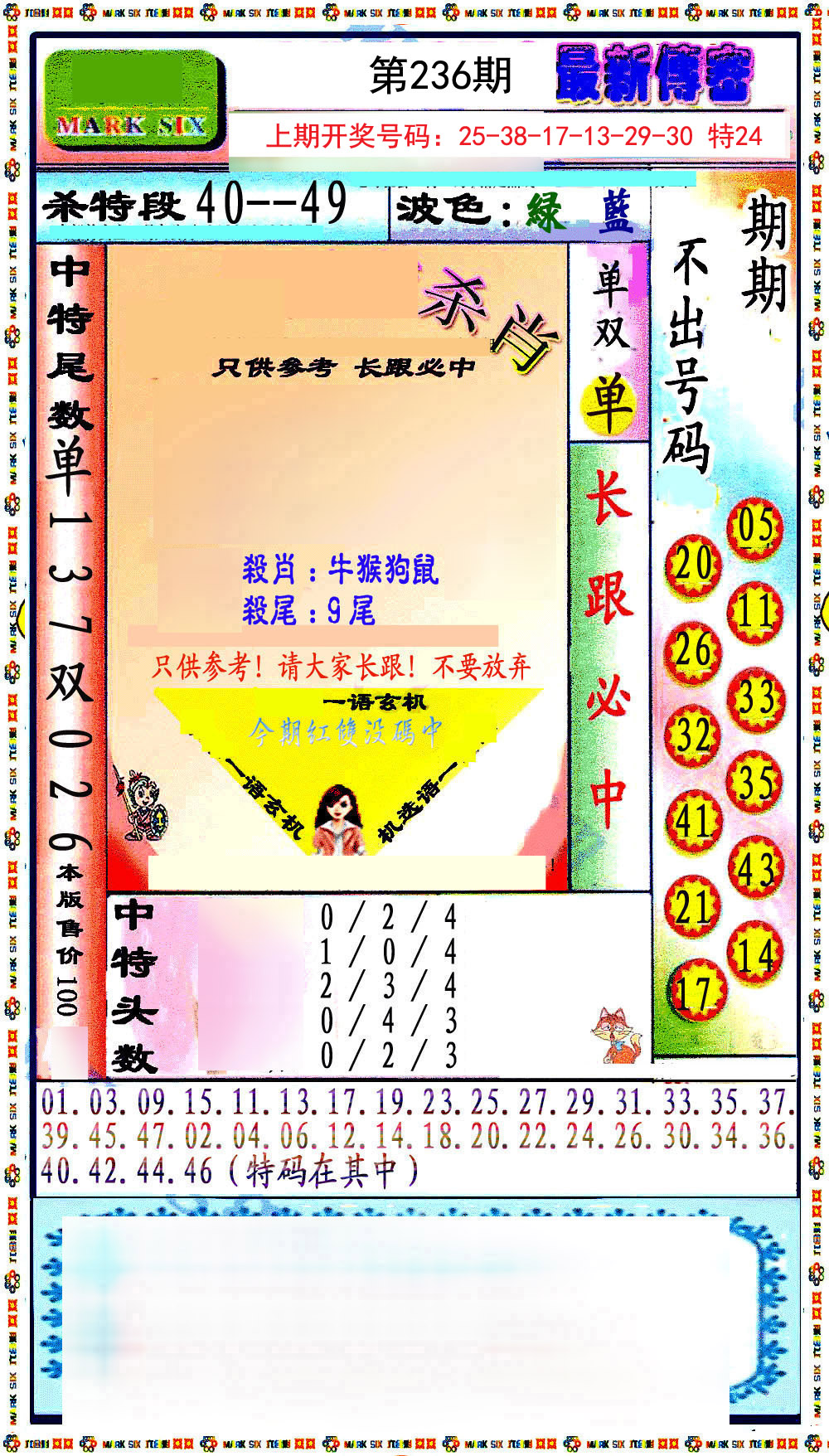 2024236期最新传密绝杀6肖
