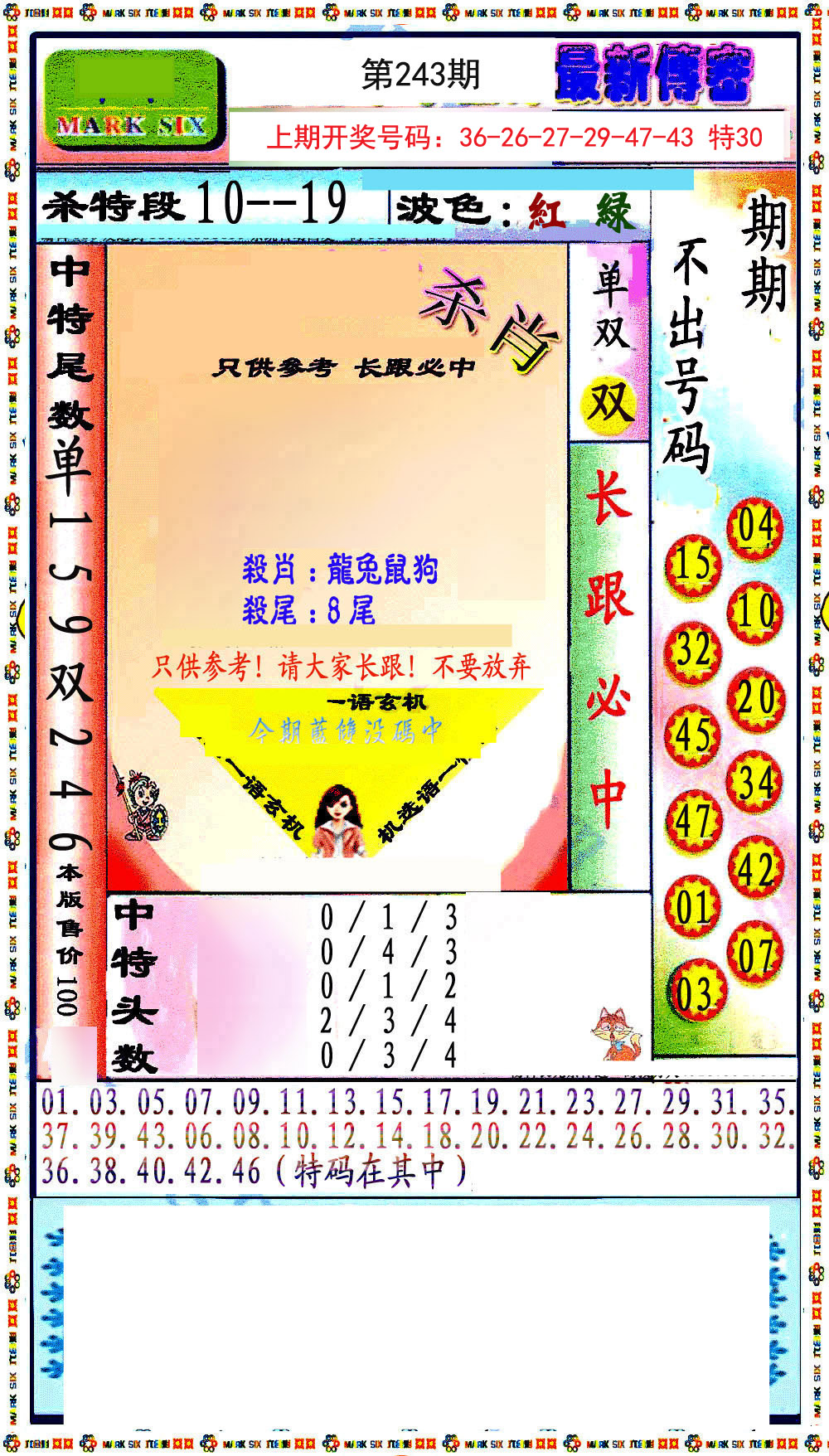2024243期最新传密绝杀6肖