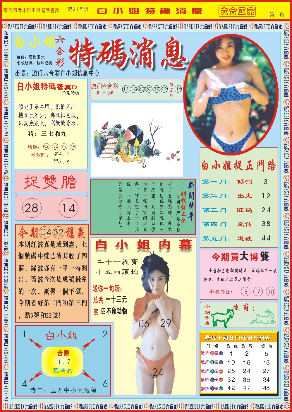 2024218期白小姐特码消息A