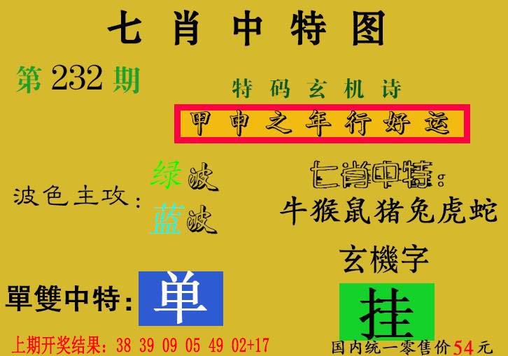 2024232期七肖中特