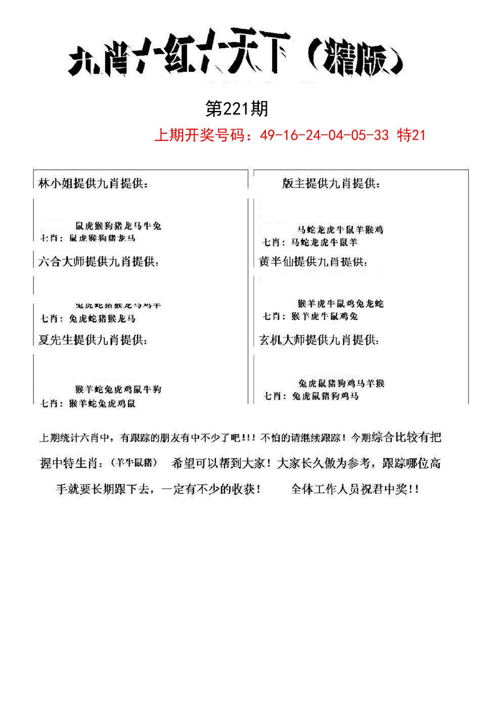 2024221期九肖红天下精版