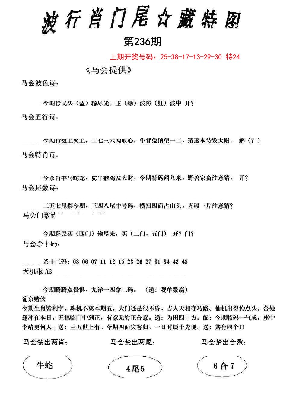 2024236期波行肖尾藏特图