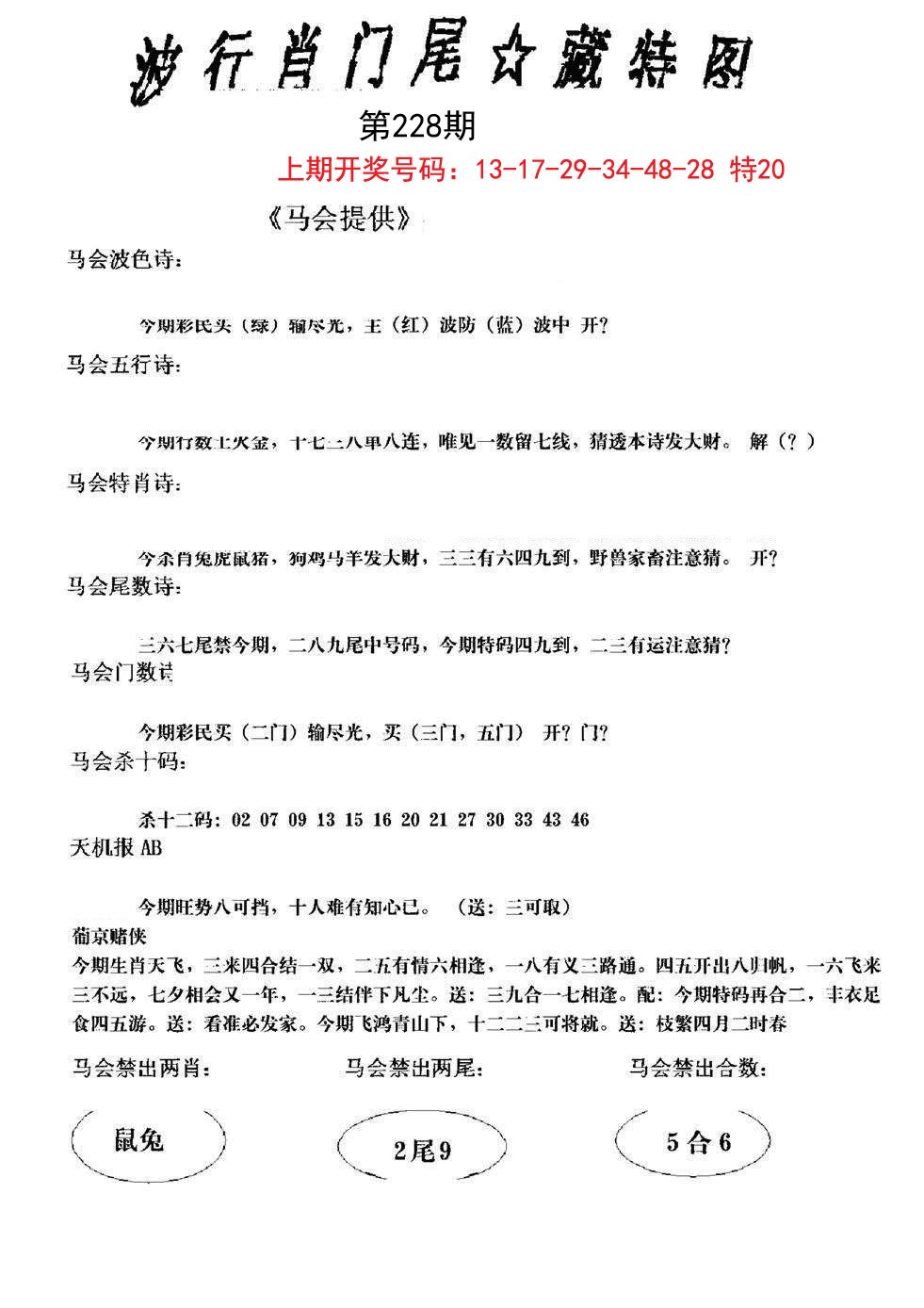 2024228期波行肖尾藏特图