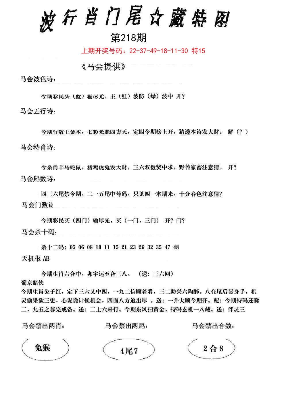 2024218期波行肖尾藏特图
