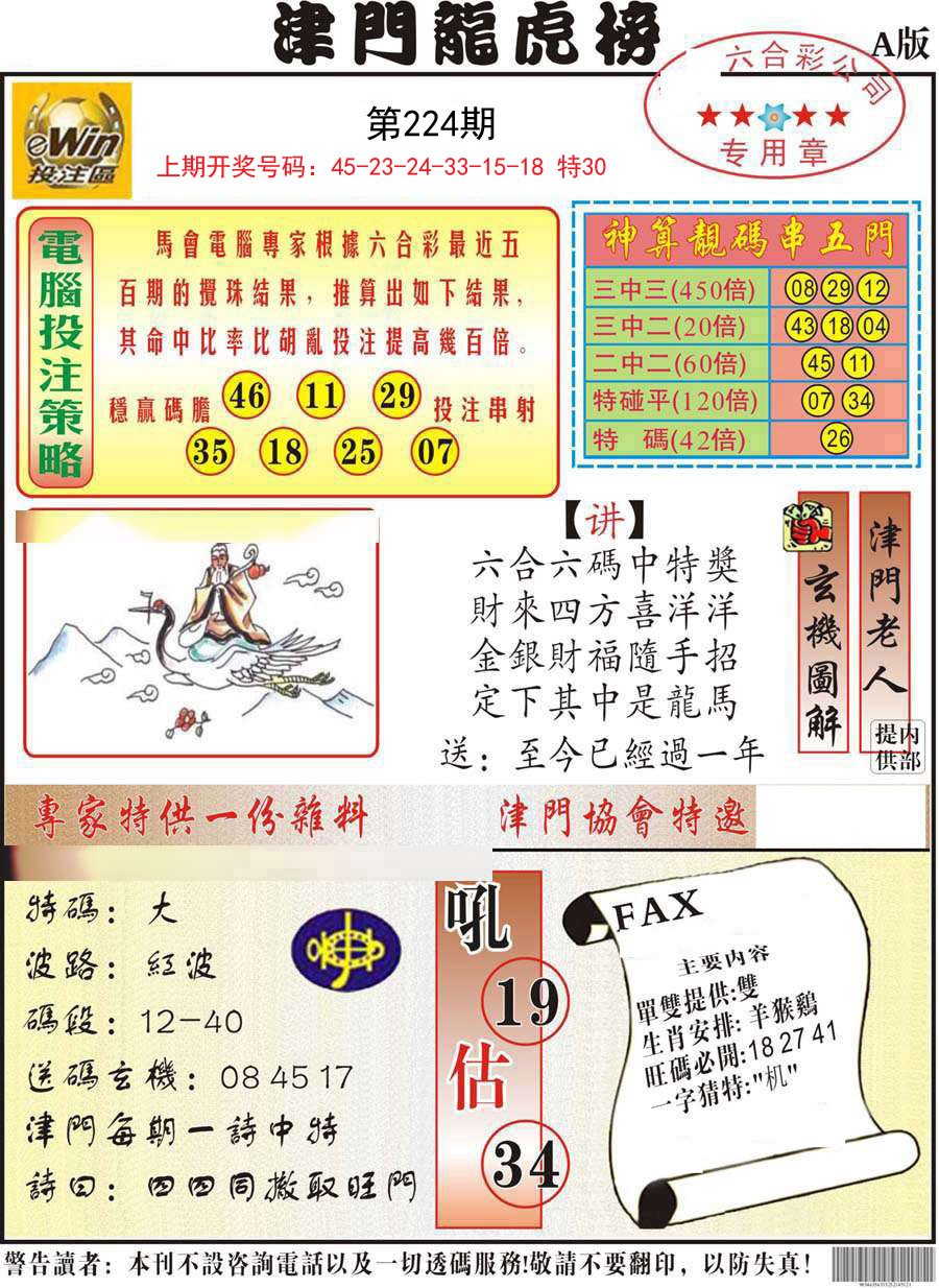 2024224期津门龙虎榜A