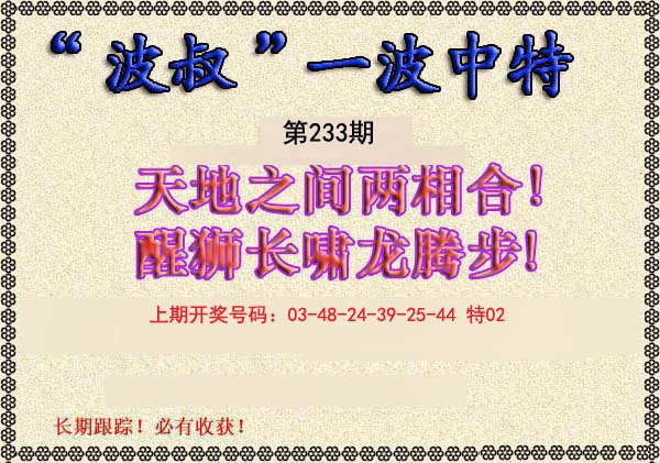 2024233期波叔一波中特
