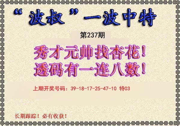 2024237期波叔一波中特