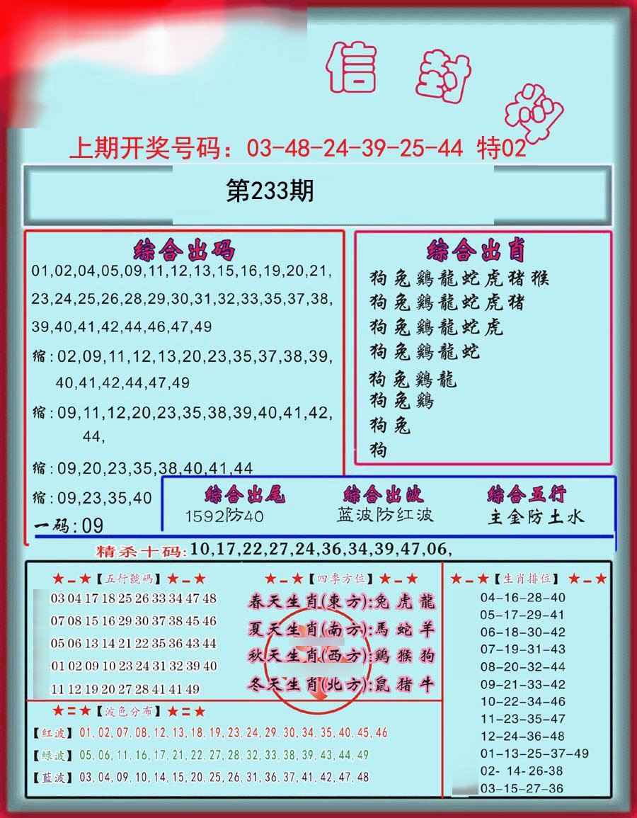 2024233期信封料