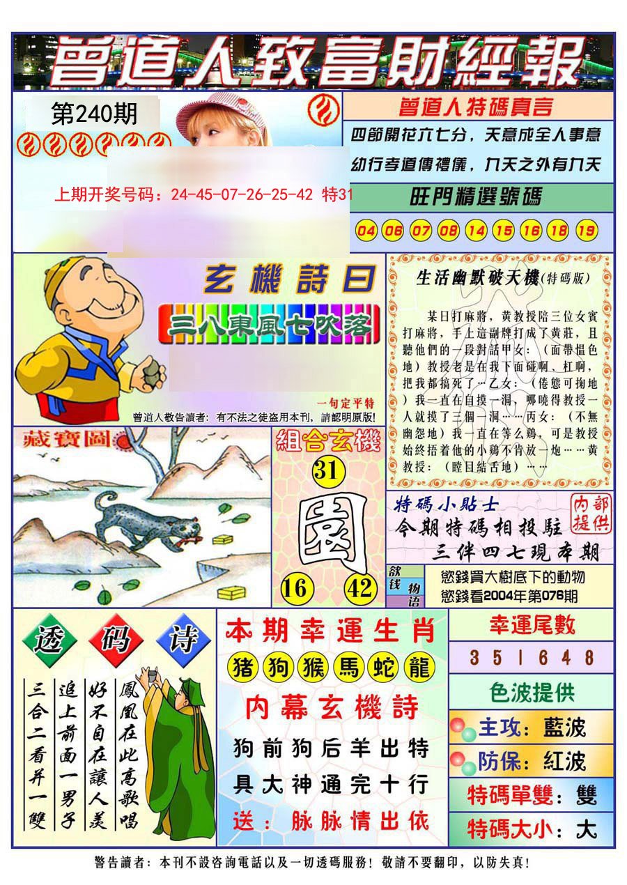 2024240期曾道人致福财经