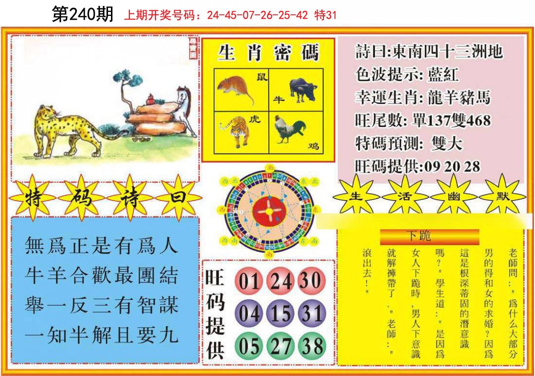 2024240期台湾八卦解宝图