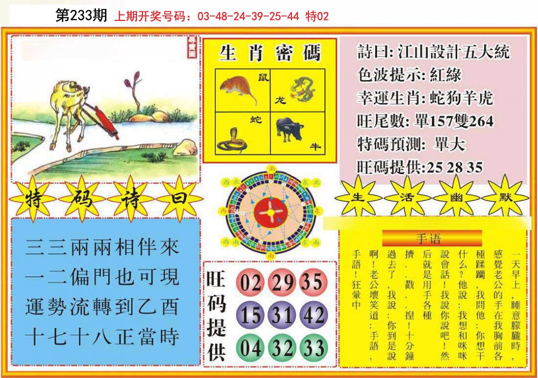 2024233期台湾八卦解宝图